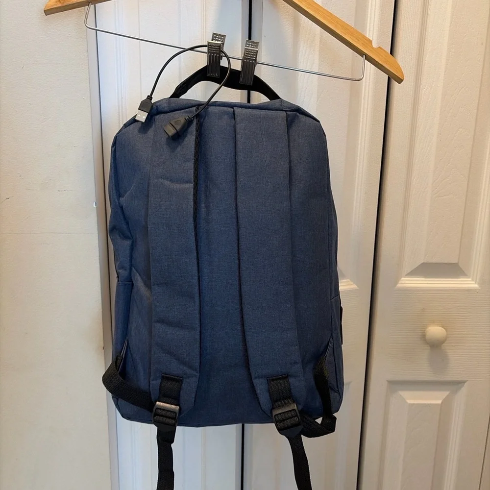 USB Charging Backpack Set 3 Pieces. Blue Travel Work Bag NWT